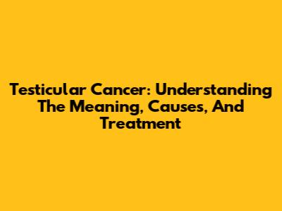 Testicular Cancer: Understanding The Meaning, Causes, And Treatment