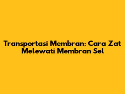 Transportasi Membran: Cara Zat Melewati Membran Sel
