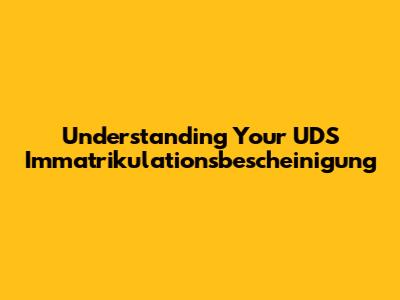 Understanding Your UDS Immatrikulationsbescheinigung