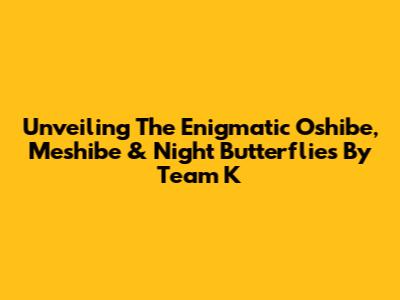 Unveiling The Enigmatic 'Oshibe, Meshibe & Night Butterflies' By Team K