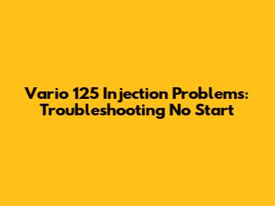 Vario 125 Injection Problems: Troubleshooting No Start