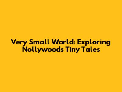 Very Small World: Exploring Nollywood's Tiny Tales