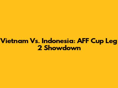 Vietnam Vs. Indonesia: AFF Cup Leg 2 Showdown