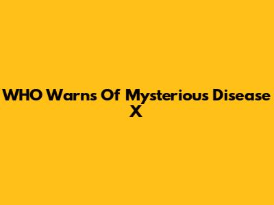 WHO Warns Of Mysterious 'Disease X'