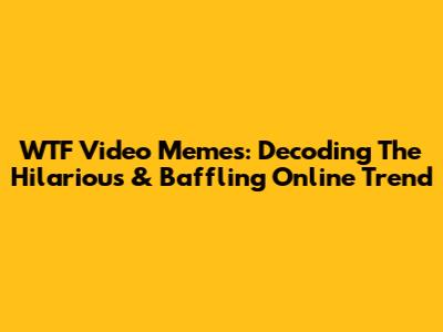 WTF Video Memes: Decoding The Hilarious & Baffling Online Trend