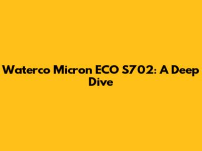 Waterco Micron ECO S702: A Deep Dive