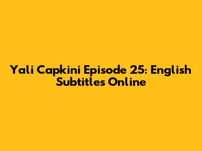 Yali Capkini Episode 25: English Subtitles Online