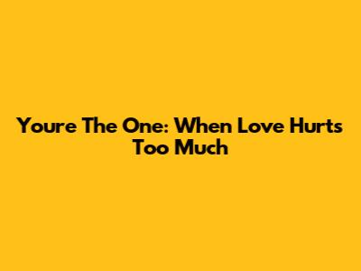 You're The One: When Love Hurts Too Much